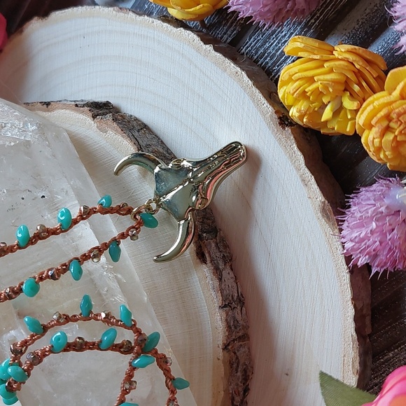 Sale Southwestern Crocheted Necklace, Turquoise, Handmade by Rust Belt Raised - Picture 9 of 13